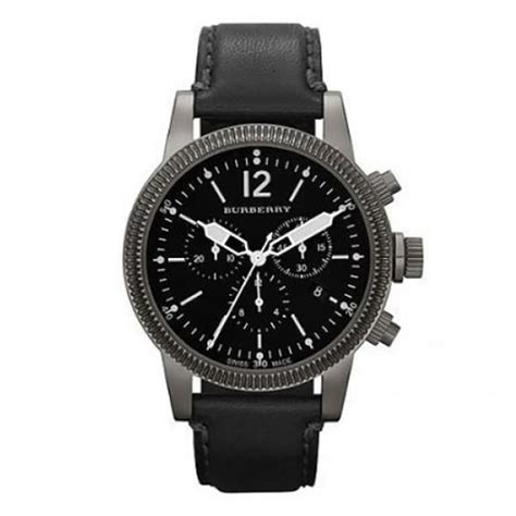 Burberry Utilitarian Chronograph Black Dial Silver Steel Strap 